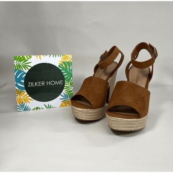 Sun + Stone Women's Fey Espadrille Dress Sandals - Cognac 9.5M - Picture 1 of 8